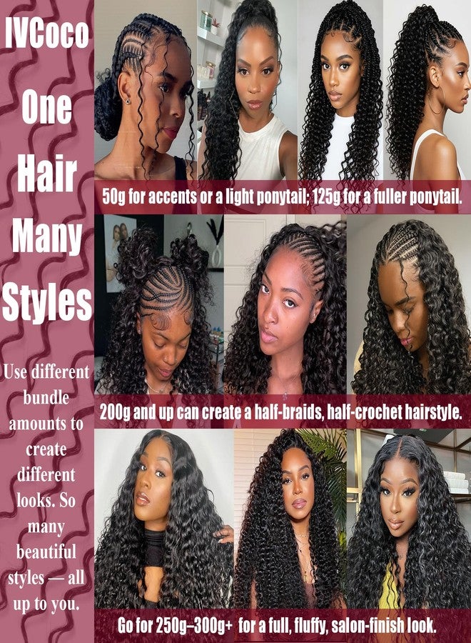 IVCoco Human Crochet Hair for Black Women Deep wave Crochet Human Hair Bundles 18 Inch 50g Pre-Separated Feather Crochet Human Hair Deep Wavy Invisible Crochet Hair Extensions 40 Strands Natural Black - Image 5